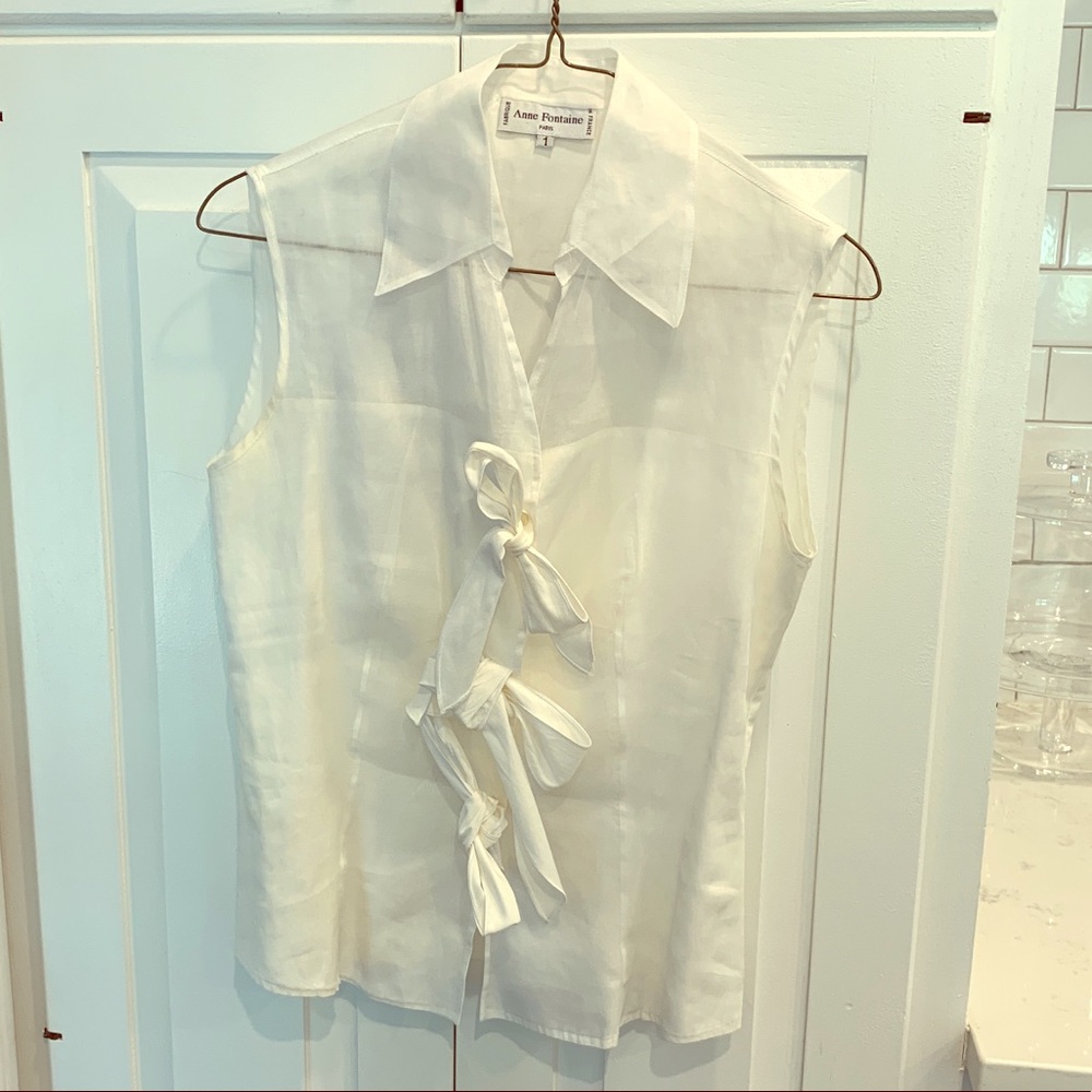 Anne Fontaine sleeveless bow blouse, perfect cond